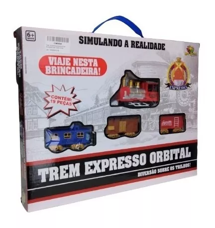 Trem Expresso Com 4 Vagões E Trilho Oval Brinquedo 78cmx26cm