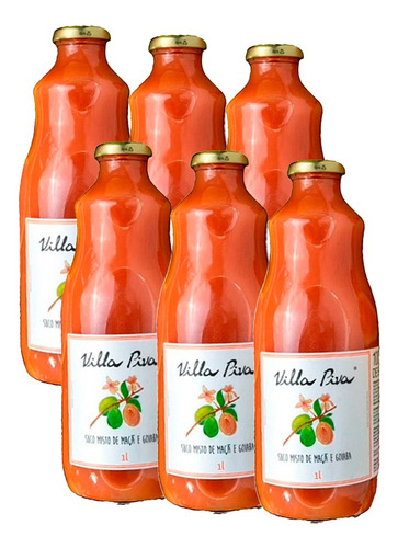 Kit 6x: Suco De Goiaba Integral Sem Açúcar Villa Piva 1l