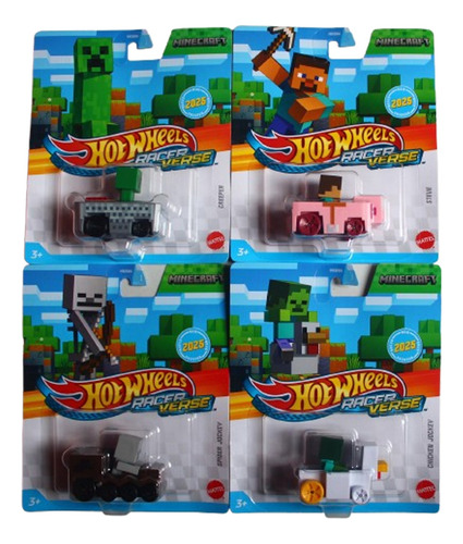 Hot Wheels Raceverse Minecraft Chicken Spider Steve Cree 4pz Gris