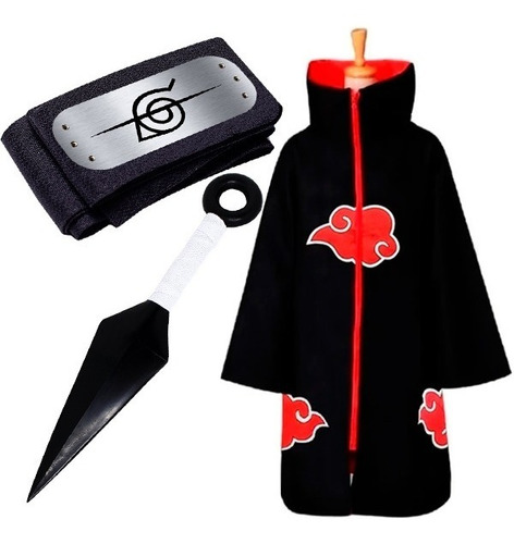 Capa Manto Akatsuki Naruto Cosplay Itachi + Bandana Brinde  