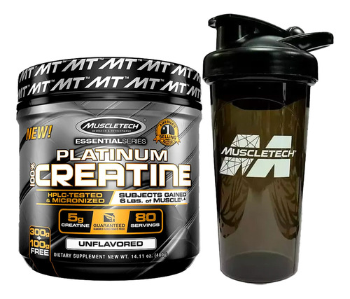 Creatina Platinum 400grs 80serv + Shaker 700ml Muscletech 