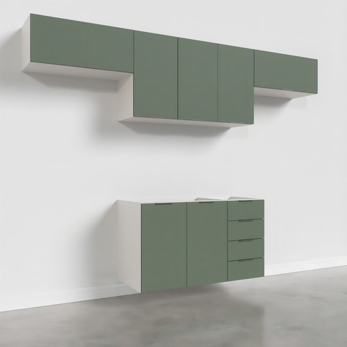 Cozinha Modulada 4 Peças Sem Tampo 3 Aéreos 5 Portas E 1