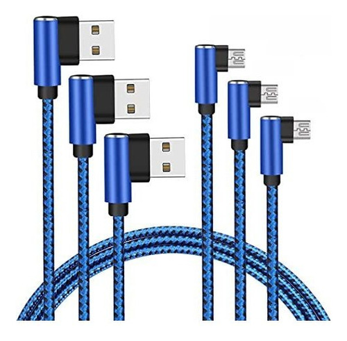 Cable Micro Usb Ctreey  90 Grados  Paquete De 3  3 Pies  3 P