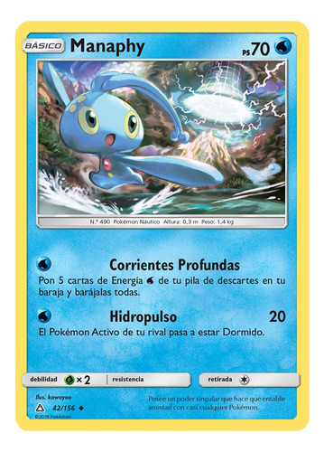 Cartas Pokemon Manaphy 42/156 Español S&m Ultra Prism Upr