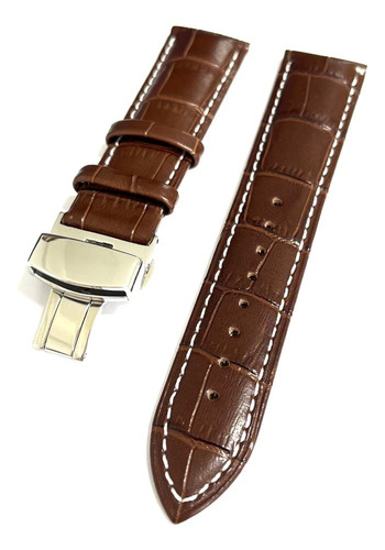 Pulseira Relógio Couro 20mm Com Fecho Deployant Inox