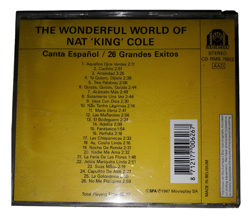 Nat King Cole: Canta Español 26 Grandes Exitos* Europa 1998* (Usado)