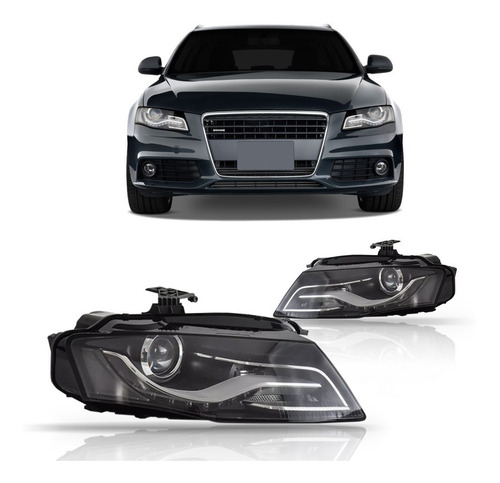 Par Farol Audi A4 09 A 12 Eletrico C/ Motor C/ Led S/ Xenon