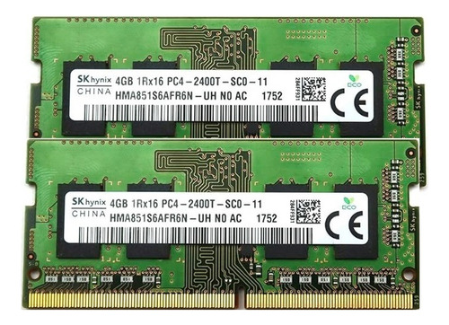 Memória Ram Verde Ddr4 8gb 2400t Notebook 2 X 4gb