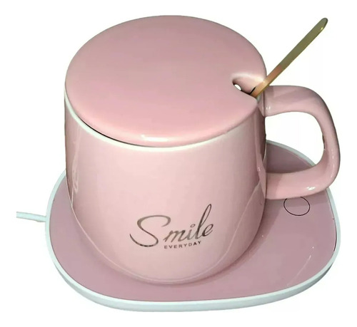 Taza Eléctrica Calentadora De Bebida Usb Rosa Smile