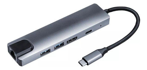 Adaptador Lan 5 En 1 Usb-c Tipo Ac 4k 2x Usb 3.0 Pd Hub