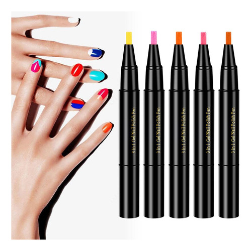 Bolígrafo De Uñas 3 En 1 De 10 Colores Para Decoración De Uñ