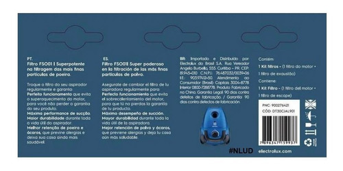 Kit De Filtros P/ Aspirador De Pó Son10 Original Electrolux