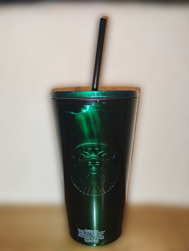 Tumbler/vaso Con Popote De Starbucks Diseño Verde Pintura  