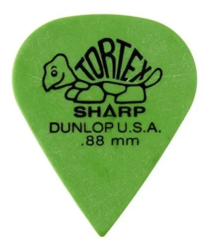 Pack De 72 PĂșas De Guitarra Dunlop Tortex Sharp .88mm Verde