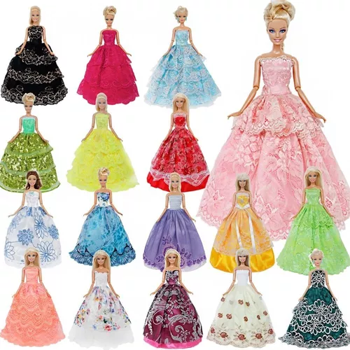 Kit Atacado 5 Vestidos De Princesa Para Boneca Barbie