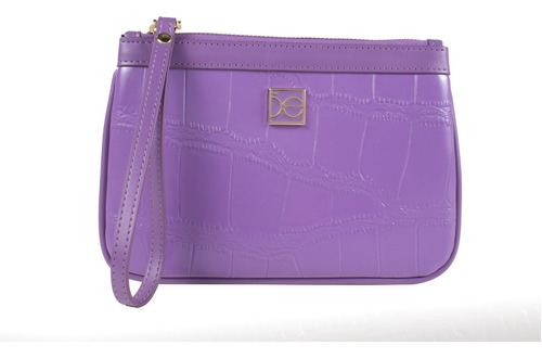 Cartera Pouch Cloe Para Mujer Cierre Sencillo Con Maneral Color Violeta