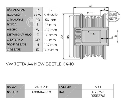 Polea Alternador Vw Jetta Mk6 Mk7 Izquierda