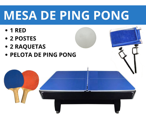 Mesa Juego 3 En 1 Billar Pool Ping Pong 213x122 Diversión