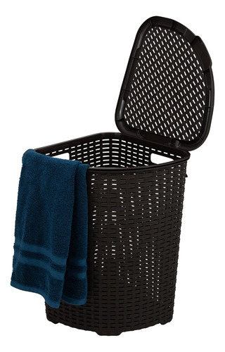 Cesta De Lavandería Triangular De Plástico Con Tapa Y Asas