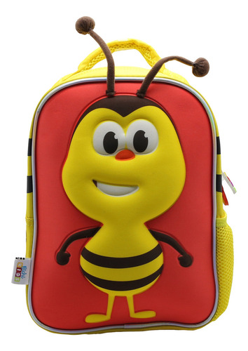 Mochila Espalda Cresko Escolar Bichi Kids 12p Jardin Color Rojo Diseño de la tela Liso