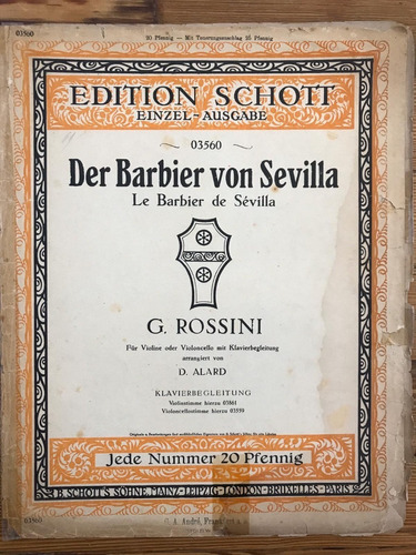 Rossini El Barbero De Sevilla Para Violin O Cello Con Piano