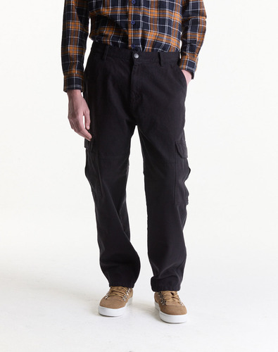 Pantalón Cargo Negro Recto Equus Hamburgo Negro De Hombre