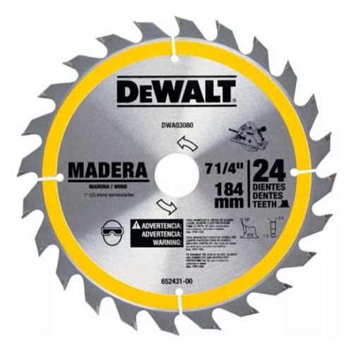 Disco De Sierra 7-1/4'' 24 Dientes Dewalt Dwa03080