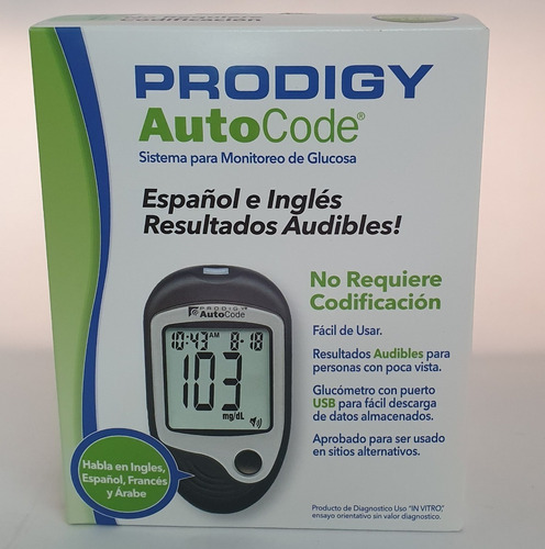 Prodigy Autocode Kit Medidor De Glucosa Resultados Audibles