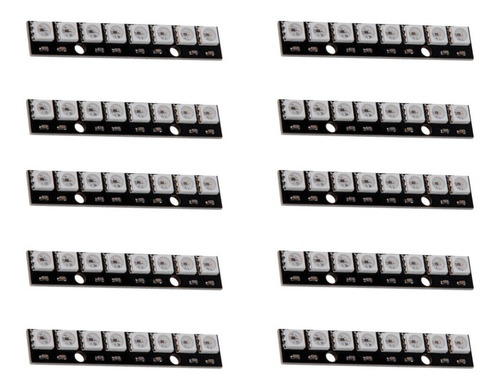 10 Pzas Tira De Luces Led Rgb Ws2812 5050 De 8 Canales Placa