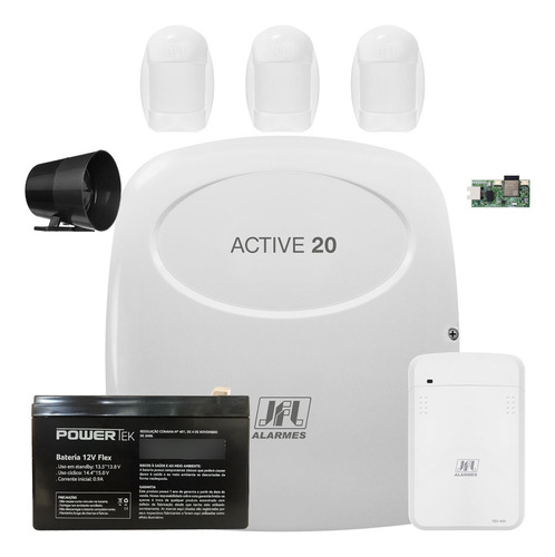 Kit Alarme Active 20 Ethernet Com Monitoramento Via App Jfl