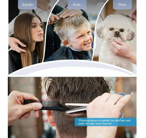 Imagen 4 de 9 de Set Tijera Cortar Pelo Entresacadora Cabello Peluquería
