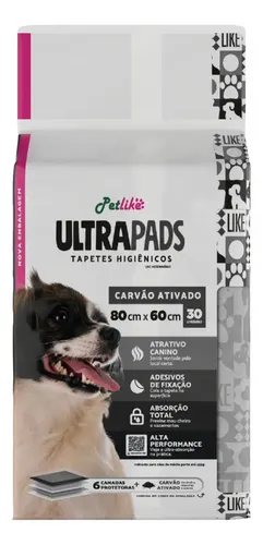 Petlike Ultra Pads tapete higiênico com carvão ativado 80x60cm 30...