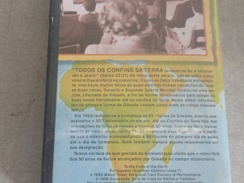 Fita Vhs Testemunhas De Jeová Até Os Confins Da Terra Rara (Usado)