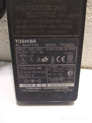 Imagen 2 de 5 de Cargador Para Portátil Toshiba