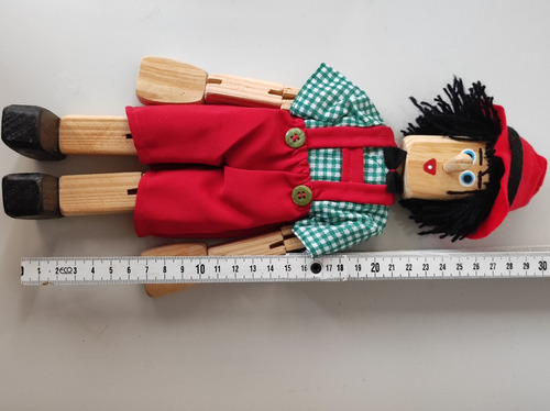 Boneco Artesanal De Madeira 30 Cm. Usado (Usado)