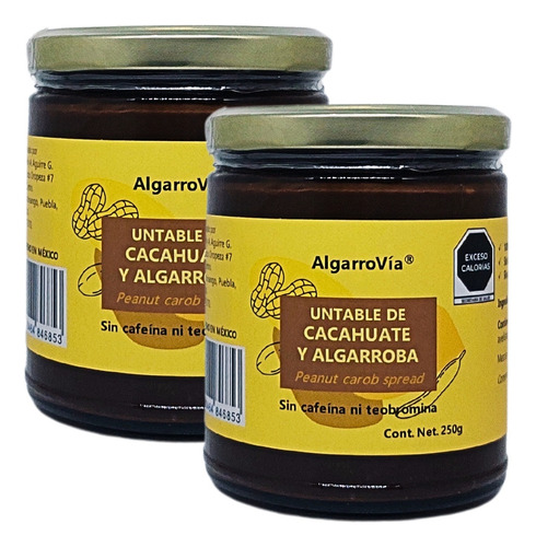 Crema Cacahuate Algarroba 2 Frascos 250g Untable S/cafeína