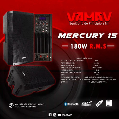 Bocina Vamav 180 W Rms Mercury 15
