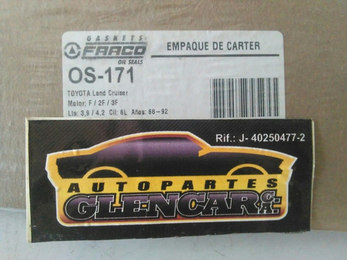 Empacadura De Carter Toyota 2f 3f Original Fraco