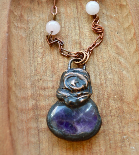 Imagen 6 de 8 de Collar Piedras Amatista, Cuarzo Rosa, Cadena De Cobre, Cod1