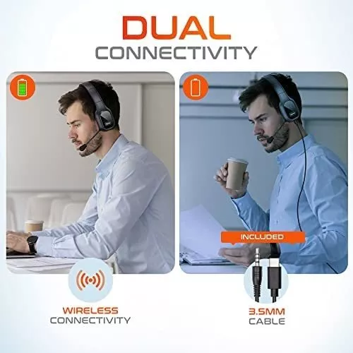 Delton Auriculares inalámbricos profesionales para computadora con  micrófono | Auriculares inalámbricos Bluetooth 5.0, 30 horas de  conversación