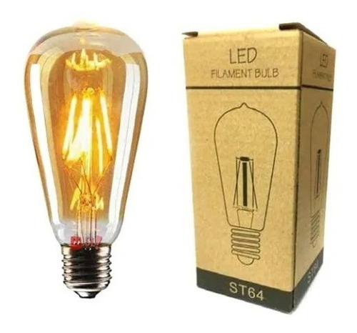 Imagen 2 de 5 de Pack X10 Ampolletas Filamento Led Edison 4w Retro Vintage