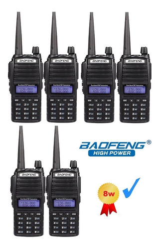 8w Seis Radios Baofeng Uv-82 Hp Vhf/uhf Máxima Potencia