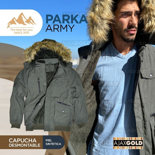 Campera Parka Hombre Invierno Forrada Gabardina Piel Lluvia