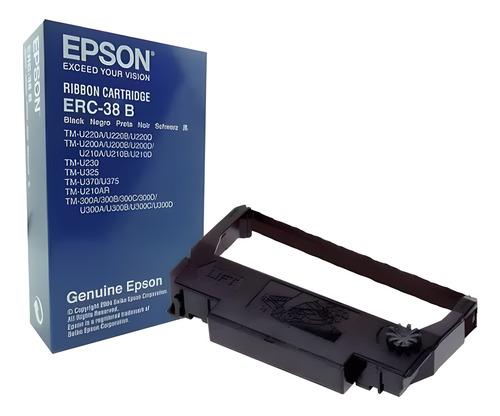 Cinta Epson Erc-38b Negra Para Impresora Tmu-200 / Tm-300 Negro