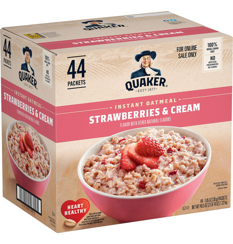 Quaker Avena Instantnea, Fresas Y Crema, Paquetes De 1.05 On