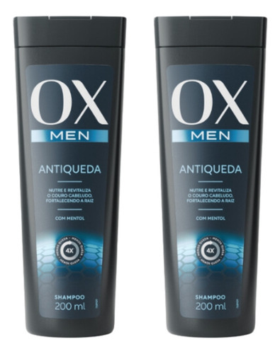 Shampoo Ox 200ml Men Antiqueda - Kit C/ 2un