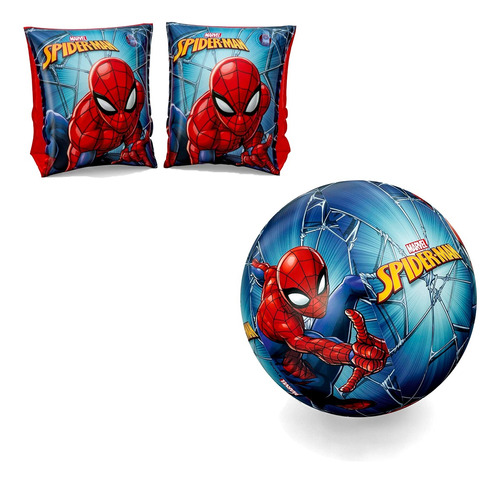 Bracitos + Pelota Inflables Spiderman Bestway 3-6 Años Pilet