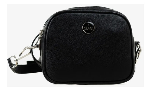 Cartera Heyas De Mujer De Cuero Zapo Negro Lisa Níquel Negro