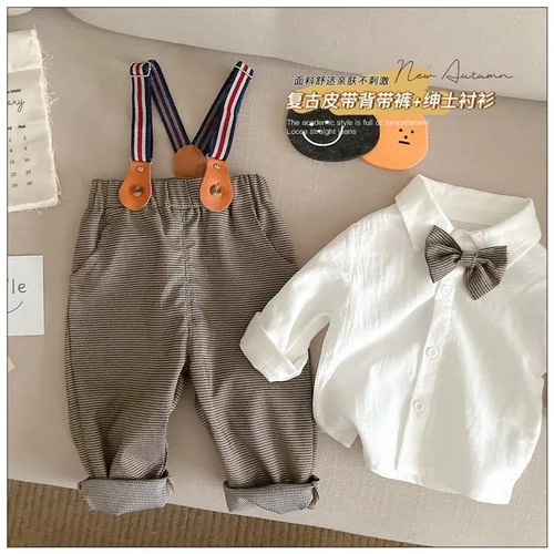 Conjunto  Elegante Tirantes Camisa Pantalon Bebe Niños