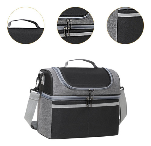 Bolso De Lonchera Aislada Comida Bento Bolso Doble Capa